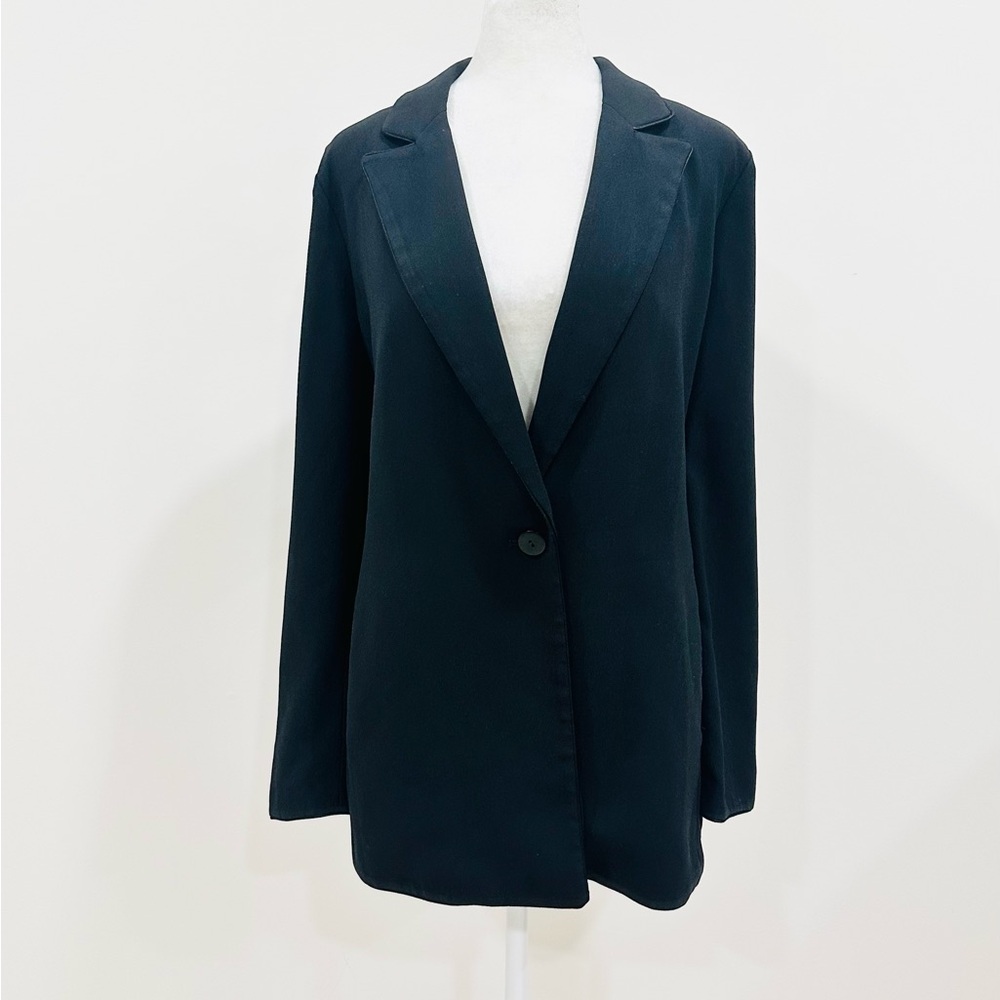 J.Crew Women’s Lightweight Oversized Black Jacket Blazer One Button Size M